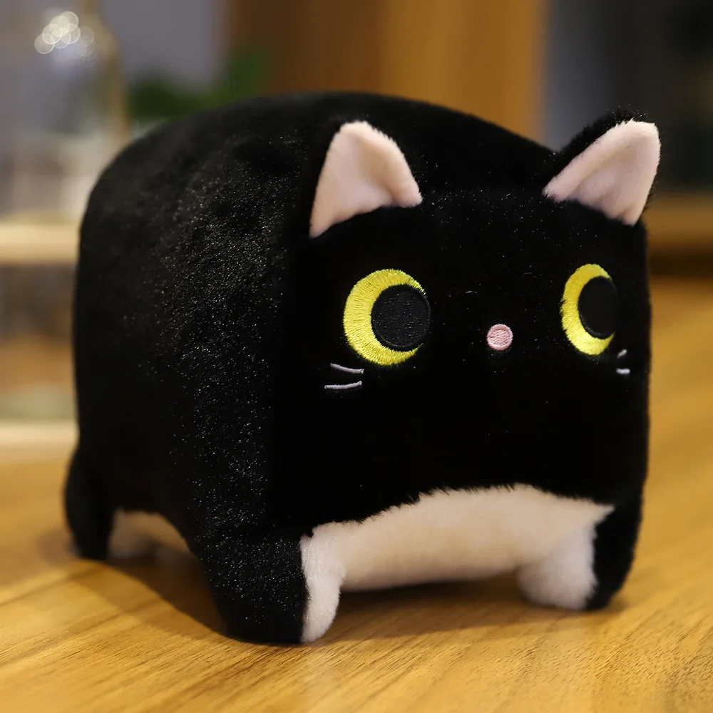 Furry Vivid Plush Cat Stuffed Animal Custom Black Cat Toy Kitten Fluffy Pillow Plush Toys Black Cat