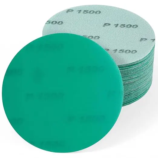 50 шт./набор наждачная бумага 200 шт./упаковка 5 дюймов шлифовальные диски с крючками и петлями 1500 пескоструйная зеленая пленка наждачной бумагой
