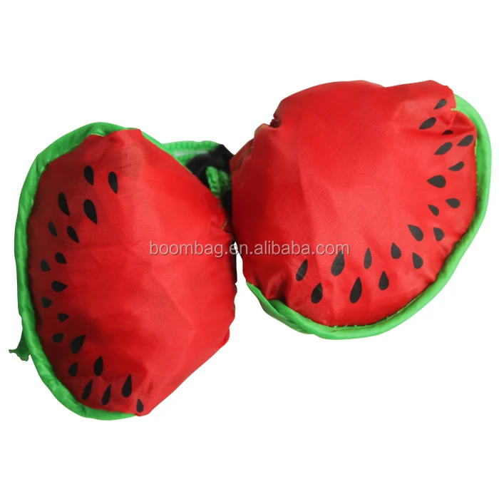 Cheap Promotional Custom Printed Polyester Fruit Shape Folding Reusable Bags Watermelon Shape Shopping Foldable Bag