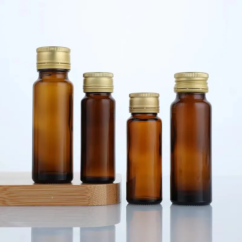 Hot Sale 50ml 30ml 20ml Amber Round Oral Liquid Medical Syrup Glass Bottles with Metal Screw Cap