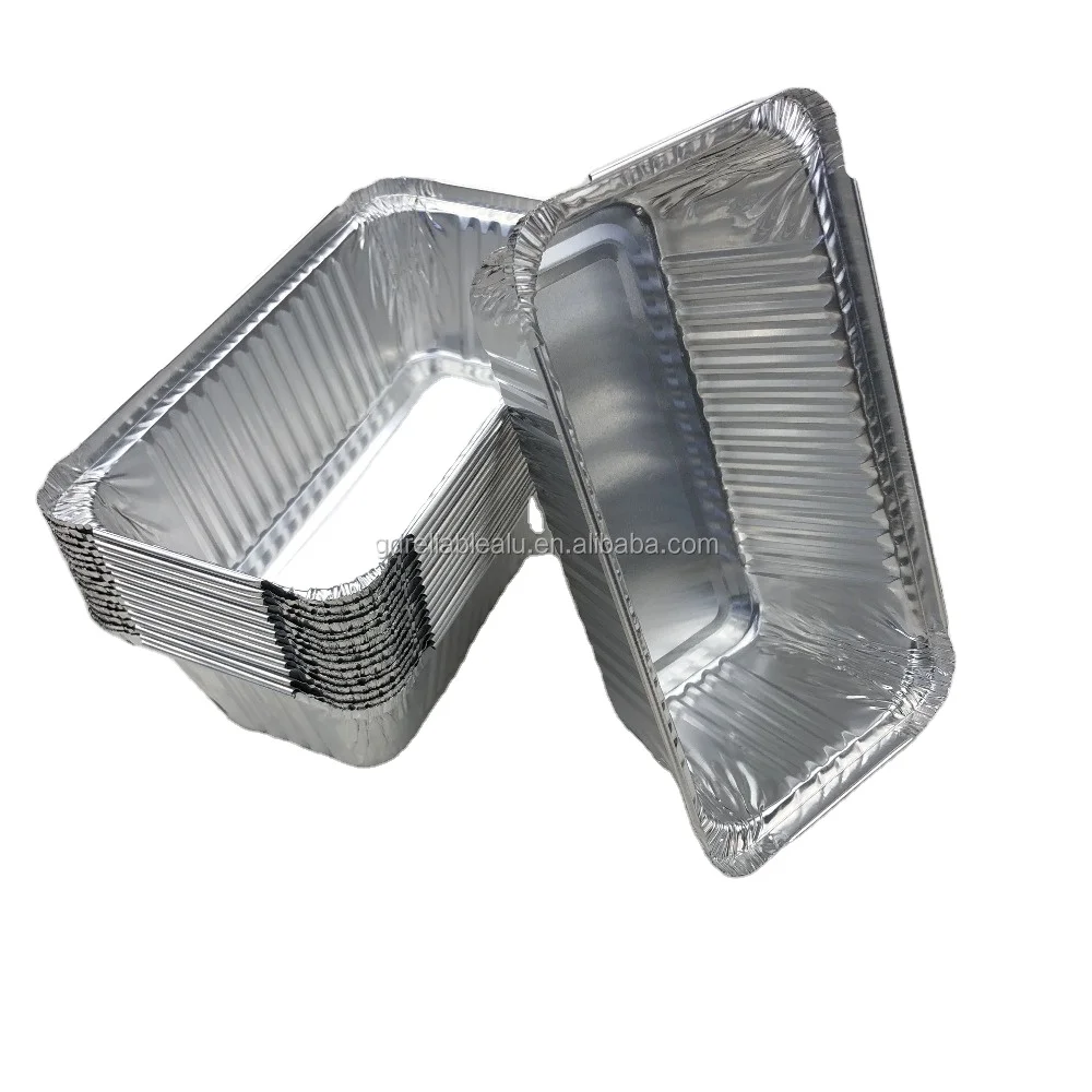 Сверхпрочные прямоугольные одноразовые кастрюли для еды из алюминиевой фольги емкостью 1,1 фунтов с прозрачными крышками