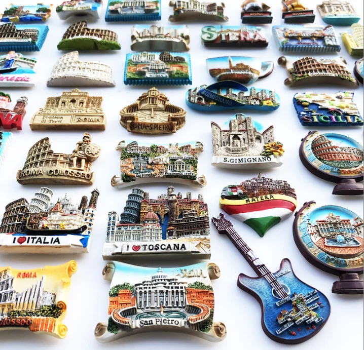 Italy Roma MATERA  S.GIMIGNAND travel souvenir resin painted refrigerator magnet