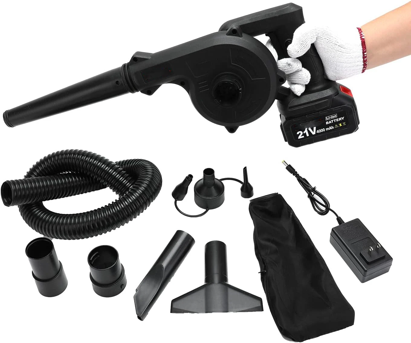 21V Mini Leaf Blower Cordless Electric 5.4 Kpa Noise Free Air Leaf Blower with Battery and Charger for Lawn Care