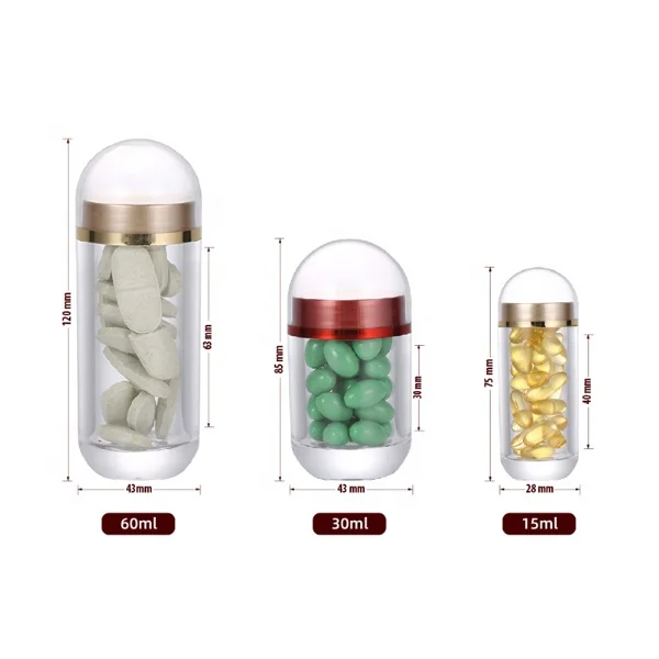 Small Acrylic Plastic Bullet Rocket Pill Storage Box Container  Acrylic Pill Box
