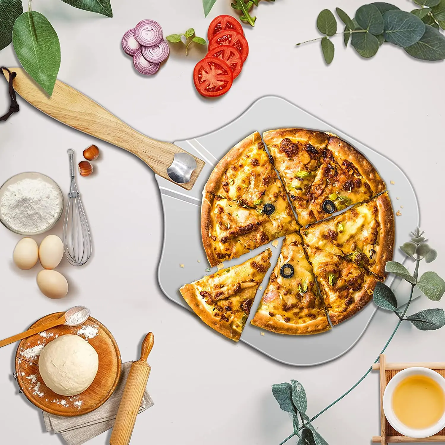 Custom Wooden Handle Aluminum Pizza Peel