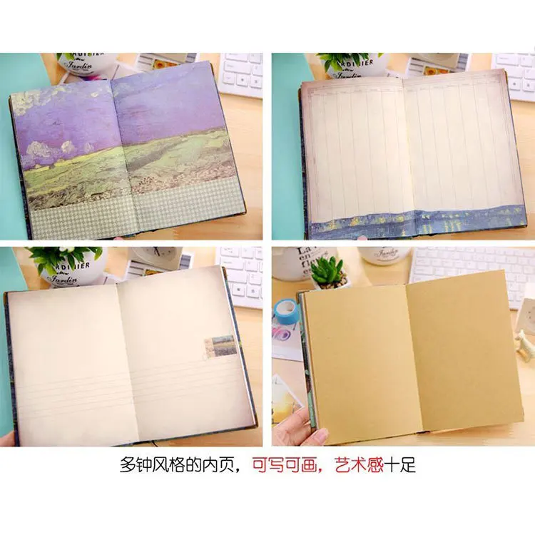 A5 hardcover notebook color pages hand-painted notepad retro illustration Journal notebooks