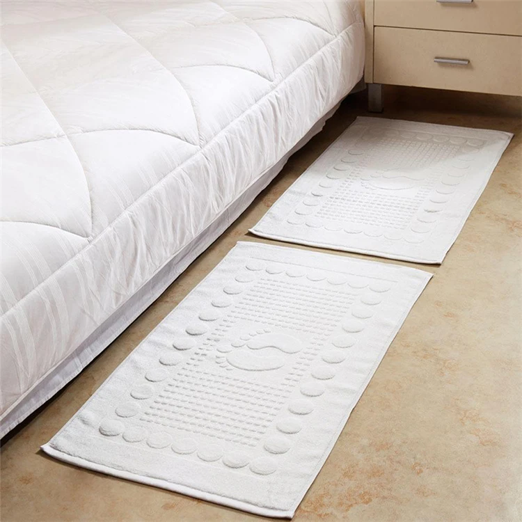 Non slip soft absorbent bathroom cotton floor towel bath mat