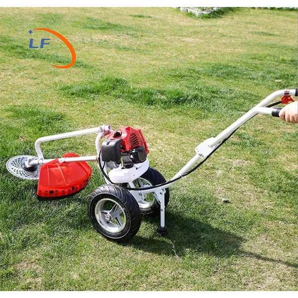 Trolley Gasoline 4 Stroke Hand Push Grass Cutter Machine Brush Cutter With Wheels Lawn Mower