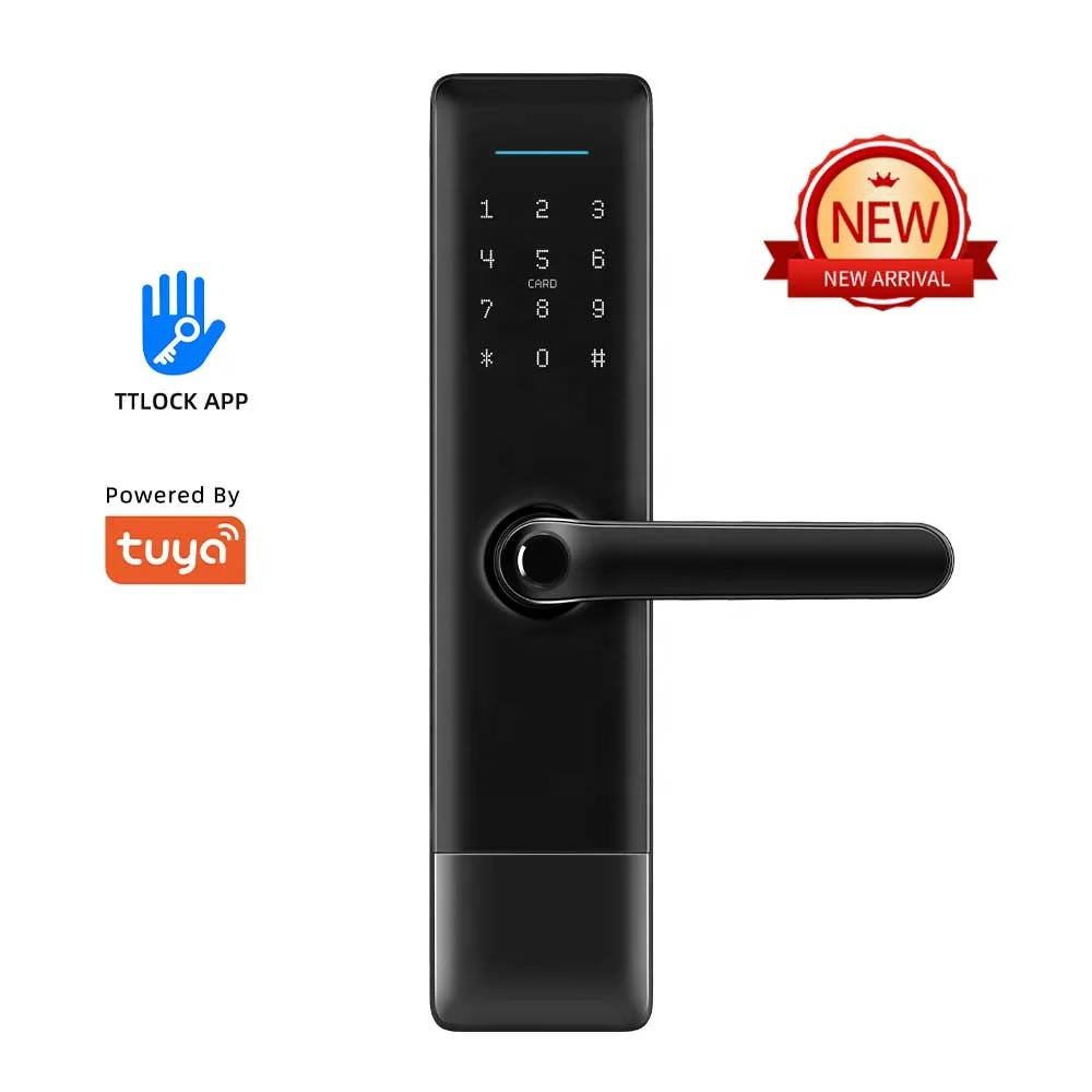 Smart Lock Biometric Fingerprint Door Handles Lock BLE WIFI Keypad Card Smart Bedroom Door Lock