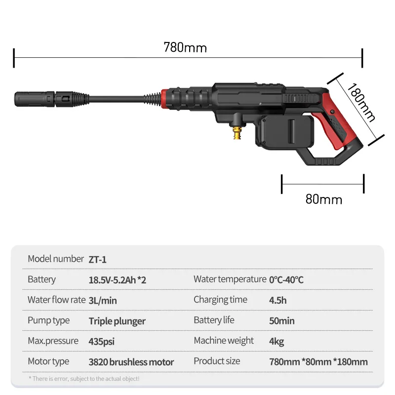 2024 The Newest  Style Wireless  Portable Brushless Pump 21V  With Two Battery Packs Car Washer Gun