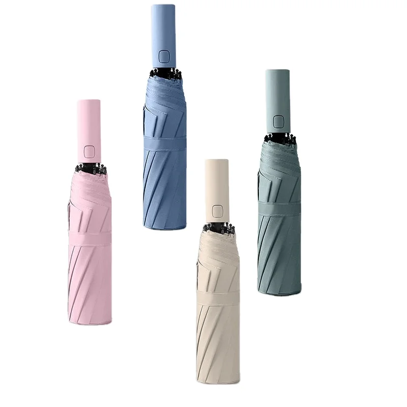 Compact Folding Travel Umbrella Auto Open and Close Windproof Protection Parasol Black Anti-UV Coating Umbrella