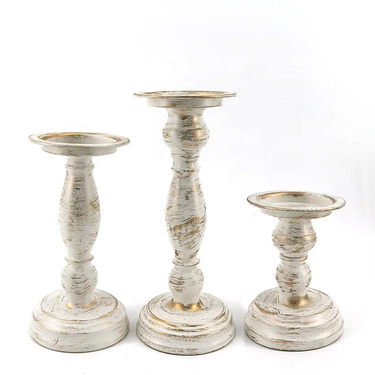 K&B high quality christmas iron metal pure white noble church prayer metal candlestick candleholder