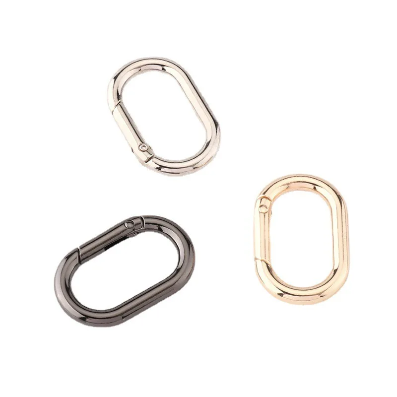 Metal Spring Gate O Rings Snap Clasps Hooks Clips Buckles Carabiner Metal Spring Key Ring Buckle Oval Ring Opp Bag Fasion Huida