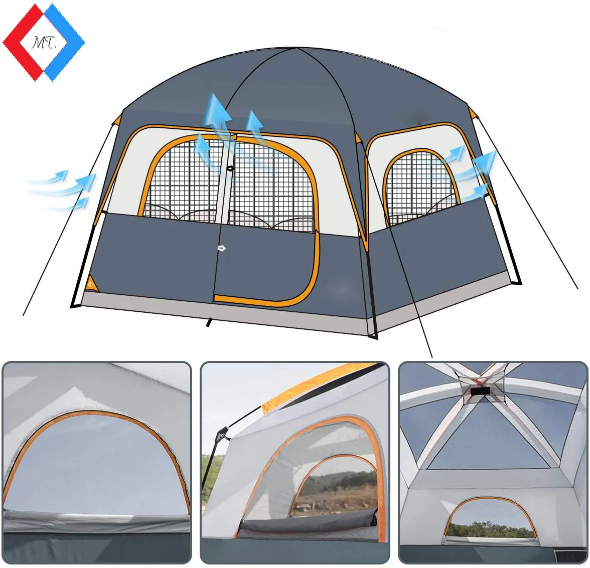 OEM rainfly weather protection Family Camping Tent 6 person Easy Setup mesh for ventilation hiking fishing outdoor camping tents