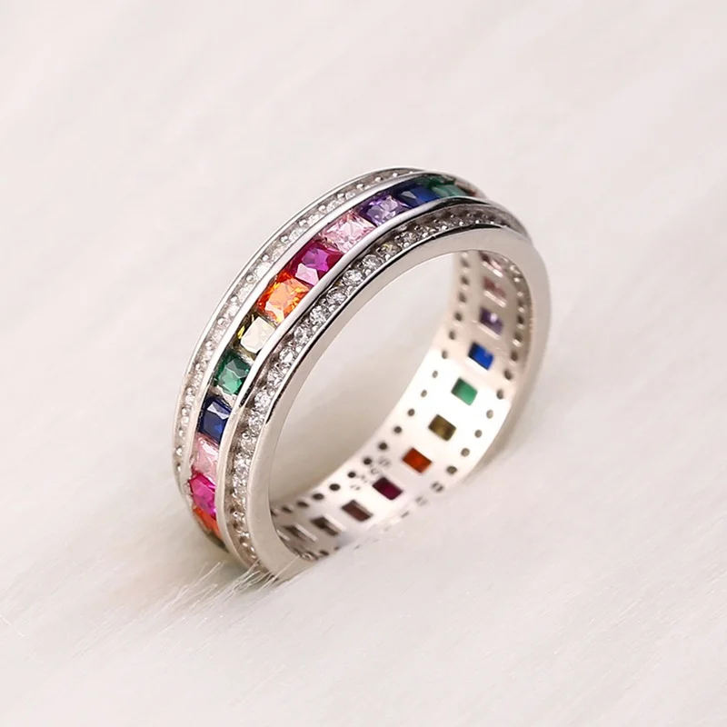 Wholesale Custom CZ Zircon Cubic Zirconia S925 925 Sterling Silver Anneaux Anel Anillo Hip Hop Fashion Jewelry Finger Ring