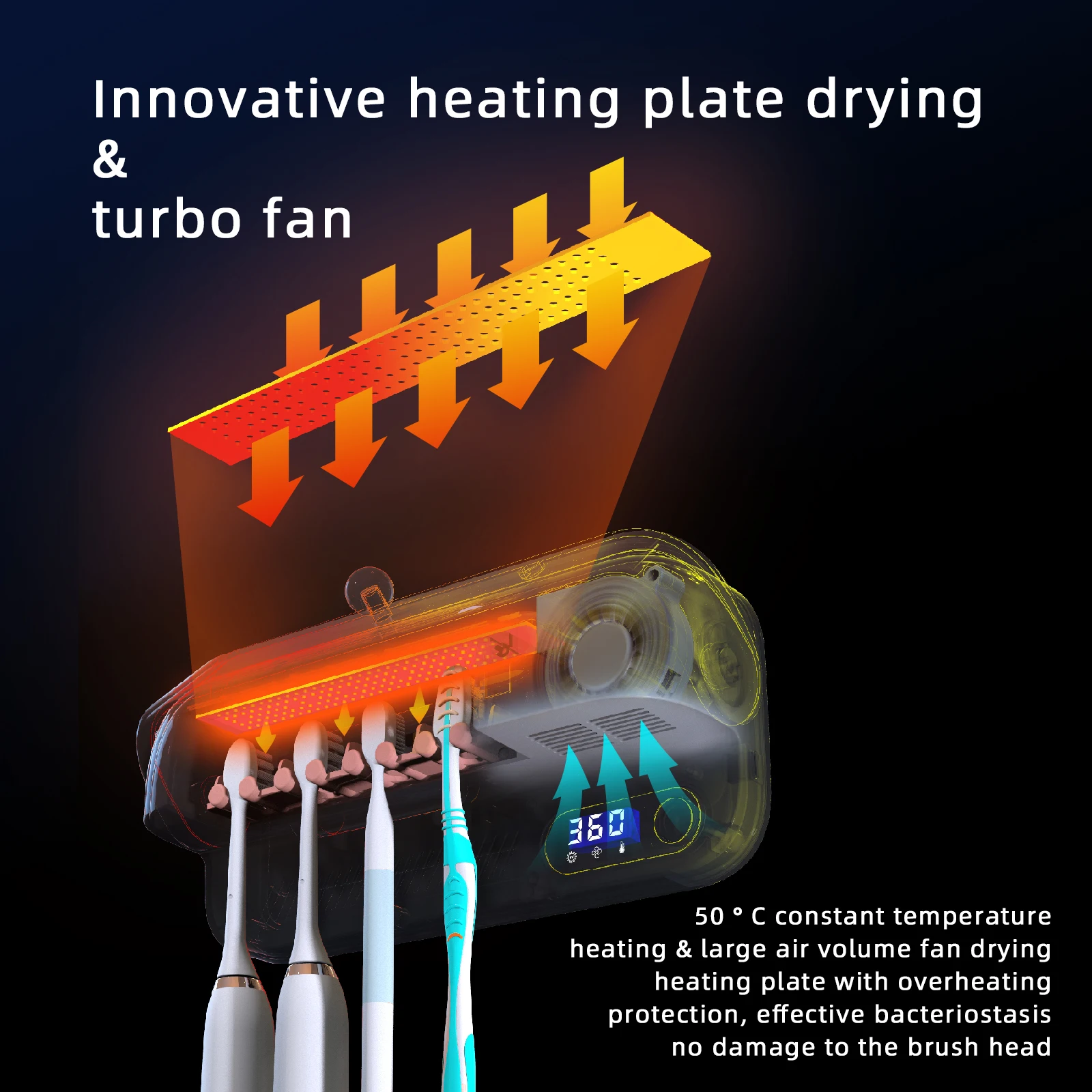 Ansimi wholesale 4 in 1 UVC Light Toothbrush Sanitizer Holder for family Rechargeable Toothbrush Sterilizer Box