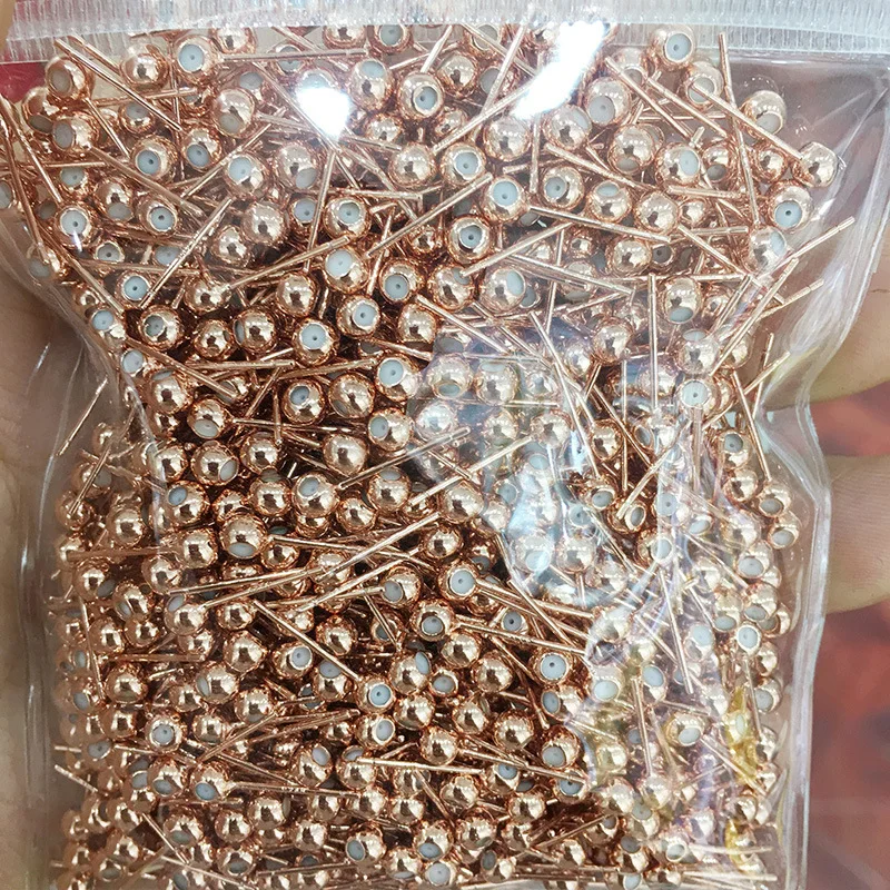 Jewelry Accessories 14k gold filled Silicon Rubber Stud Ball Beads Straight Needle Simple Earring Pin Earring Stick Post