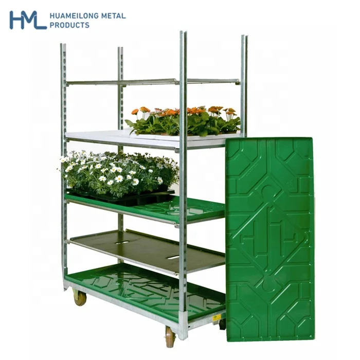 Outdoor garden center logistics transport pot display danish flower plant nursery rack trolley