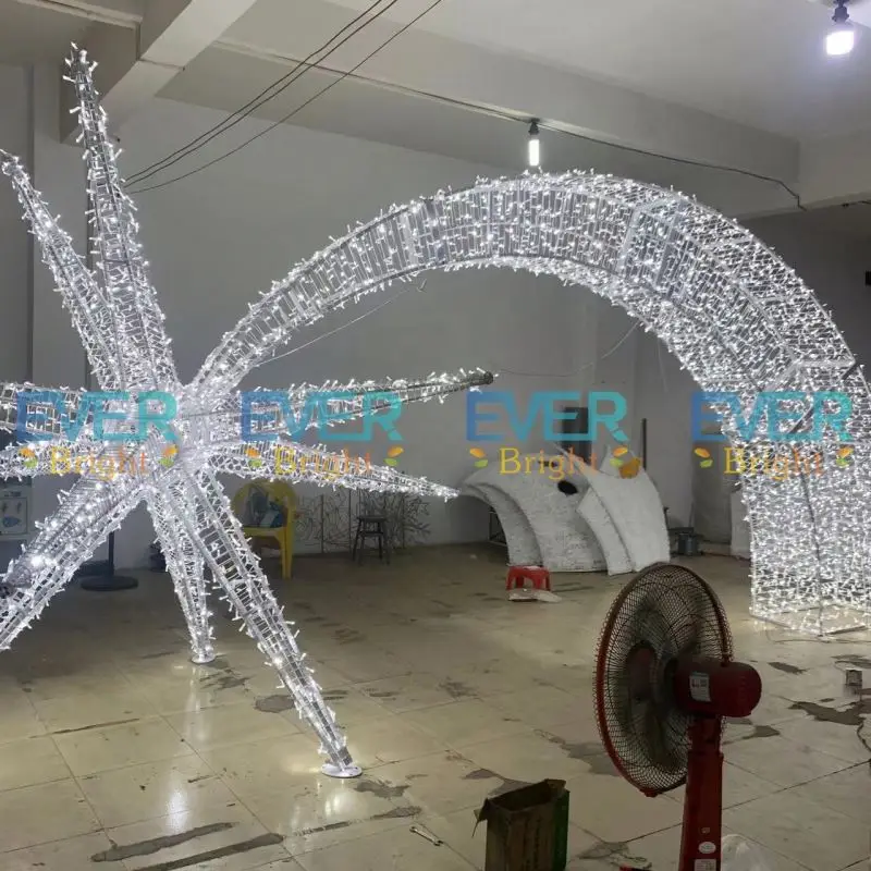 Outdoor Waterproof 3D Warm White LED Five Star Motif  Christmas Lights for Shop Mall Decoration
