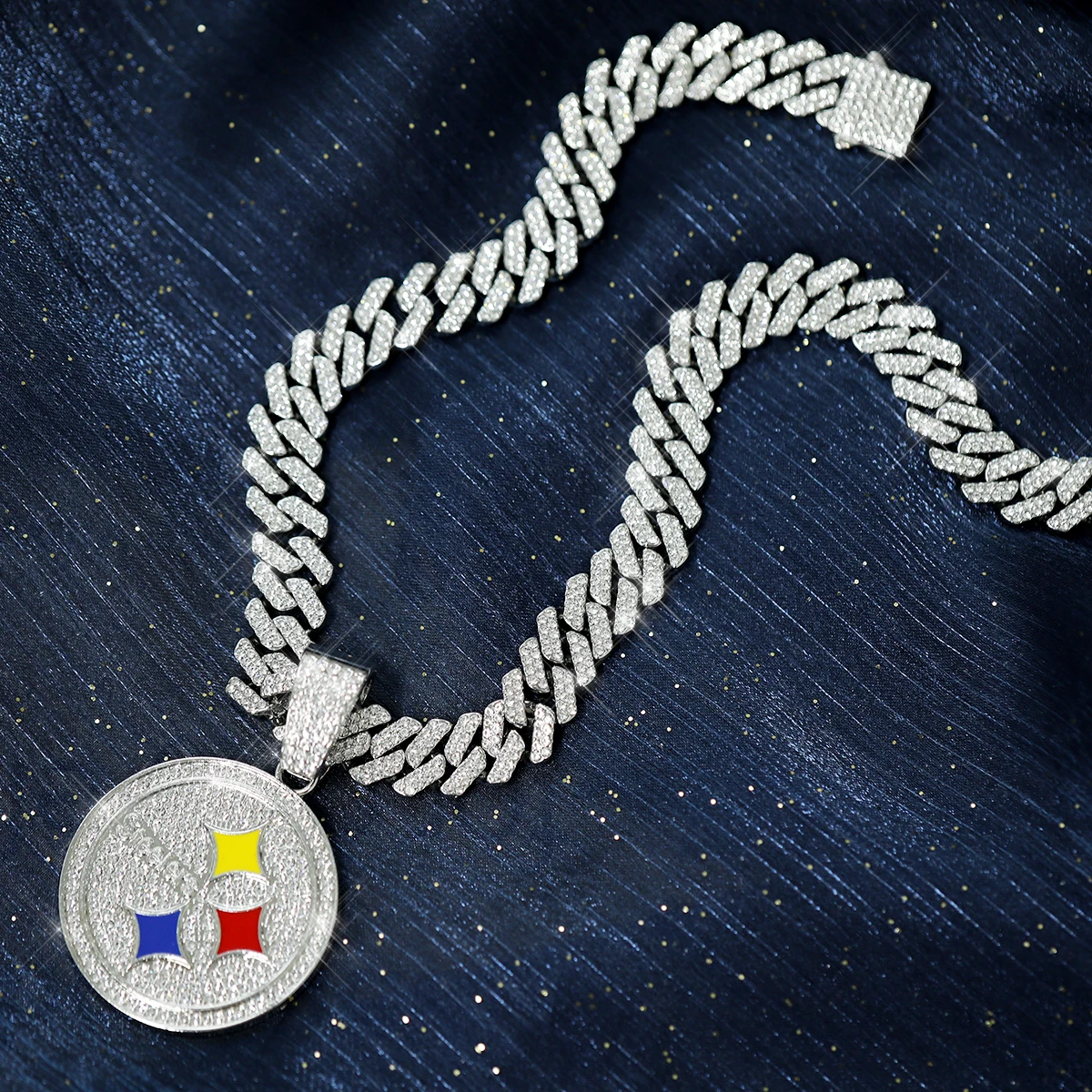 Iced Out Chain for Men ball sports Pendant Necklace Hip Hop rhinestone Boys Jewelry 15mm Cuban Link Chain for Men Gifts