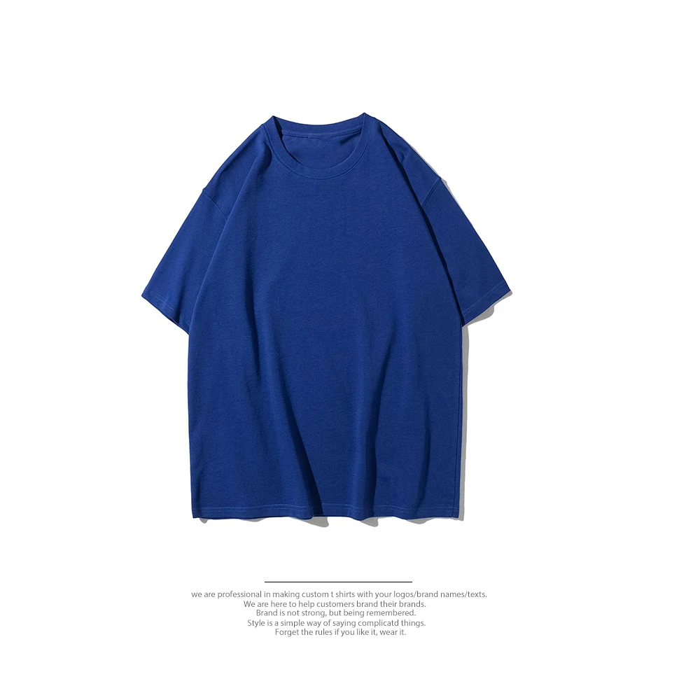 280g USA Size Quick Dry Boxy T-shirts Solid Customized Logo Outdoor Sports T-shirts O-neck Off Shoulder Men Cotton T-shirts