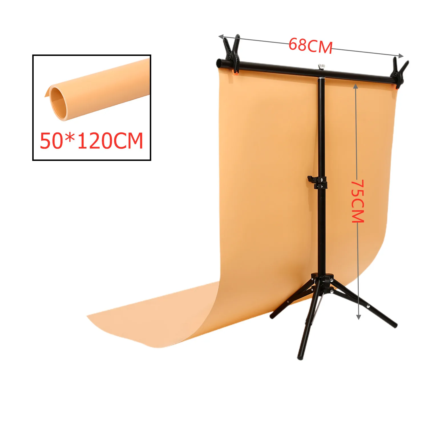 60*130cm Anti-wrinkle Waterproof Frost PVC Backgrounds Backdrop with 60*70cm Portable Adjustable T-shape Light Stand