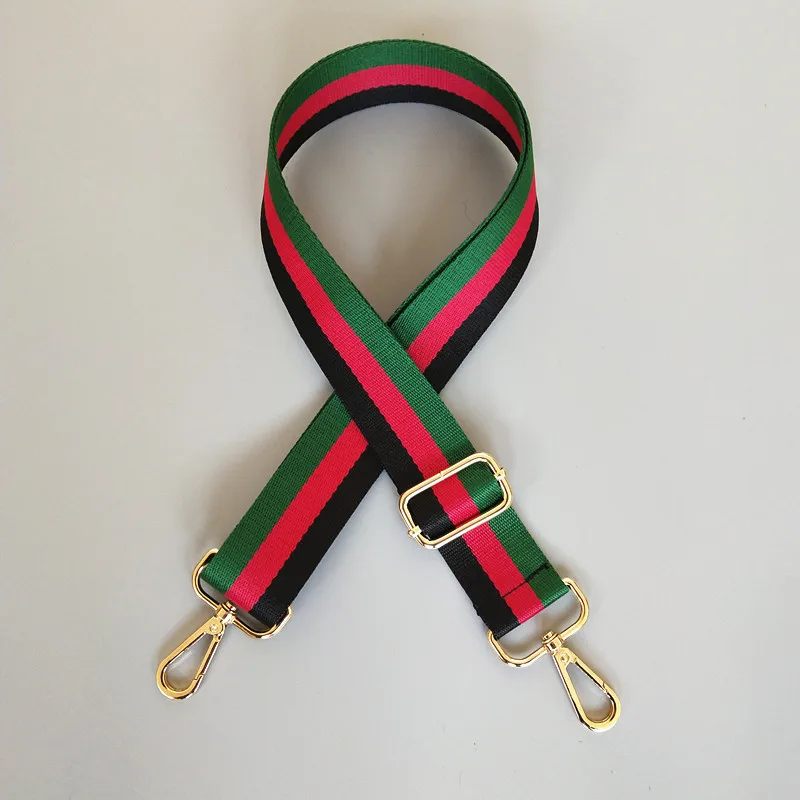 2023 New Wide 3.8 CM Cotton Fabric Colorful Stripe Bag Strap Adjustable Long Crossbody Bag Shoulder Strap Accessories