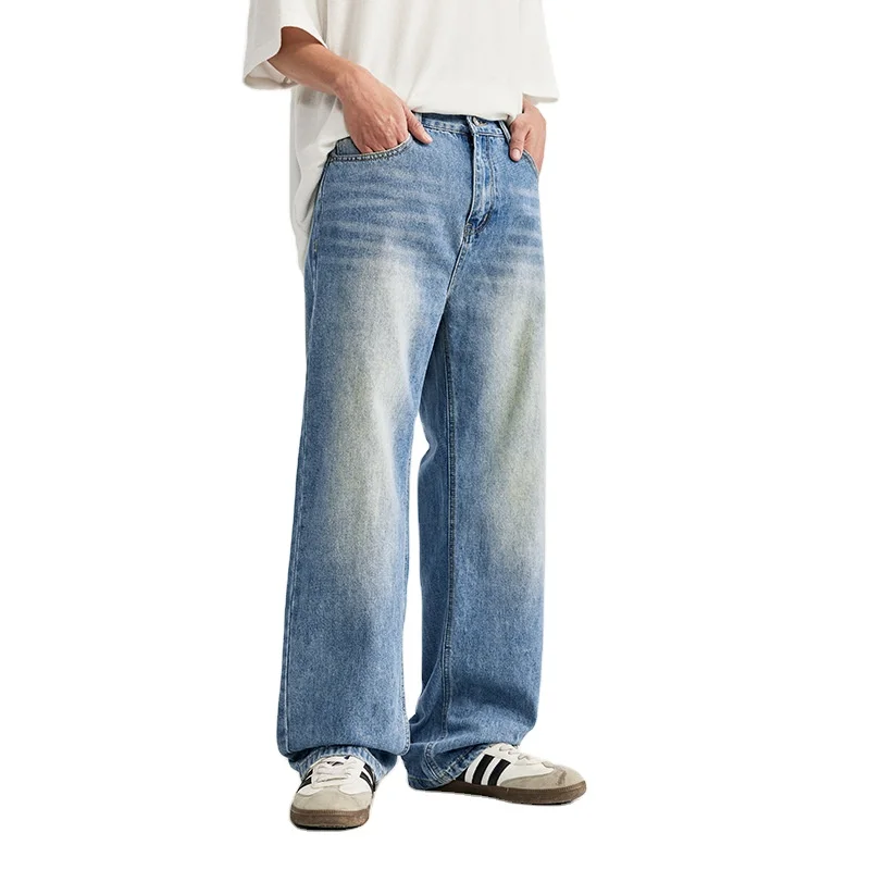 MAQVOB Street Classic Washed Jeans 2024 Spring Summer New Fashion Brand Simple Everything Straight Pants Men