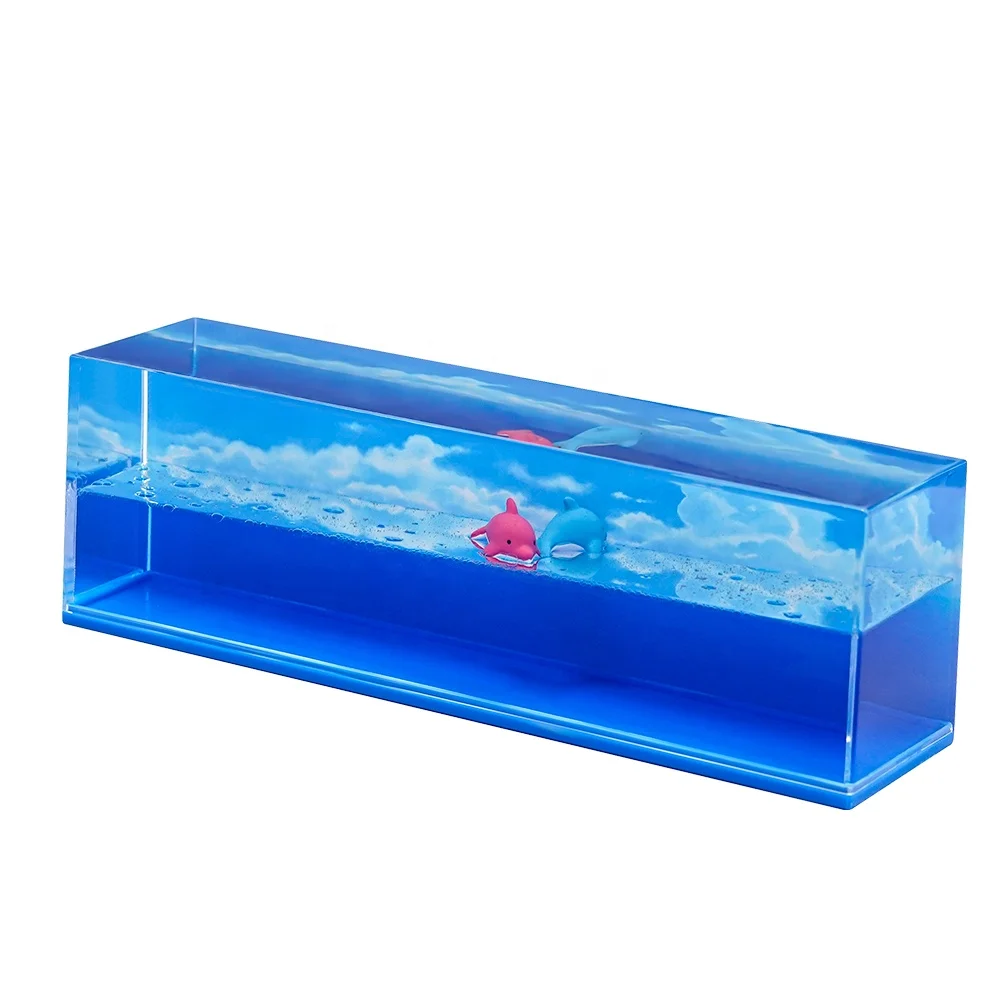 Liquid Motion Paperweight Polyresin Dolphin Fish Floater ube Plastic Water Globe Desktop Ornament Decor Home Interior Accessory