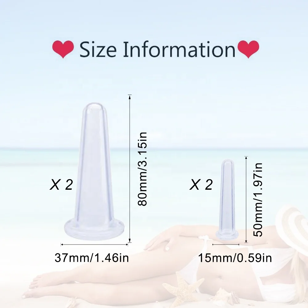 4 pcs Vacuum Cupping Massage Silicone For Face Massage Cans Anti Cellulite Face Massager Cupping Set Family Vacuum Jars Cups