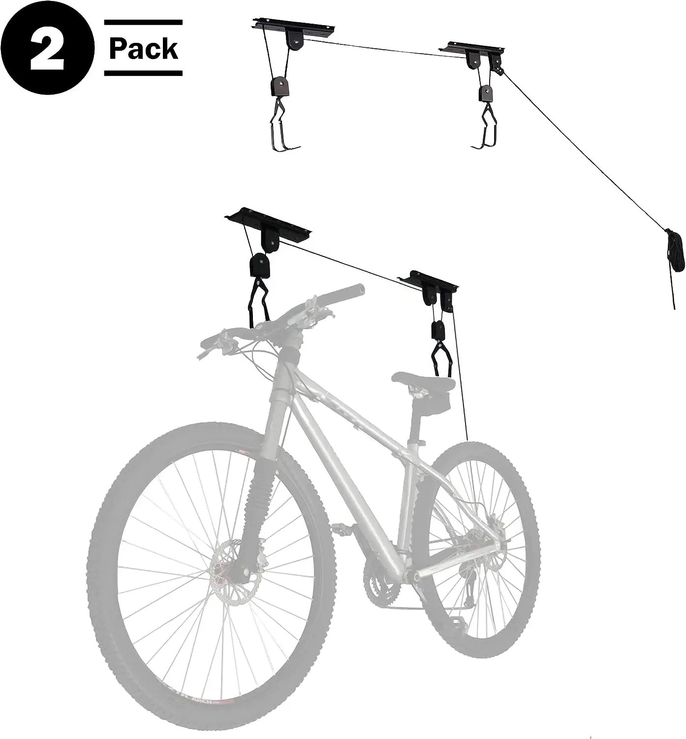 Bicycle Lifter Ceiling Hooks Elevated Pulley System for Bicycle or Ladder Rowing Display Carrier Racks
