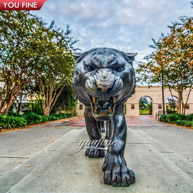 Animals Theme Park Sculpture Metal Craft Bronze Tiger Statue For Outdoor Garden