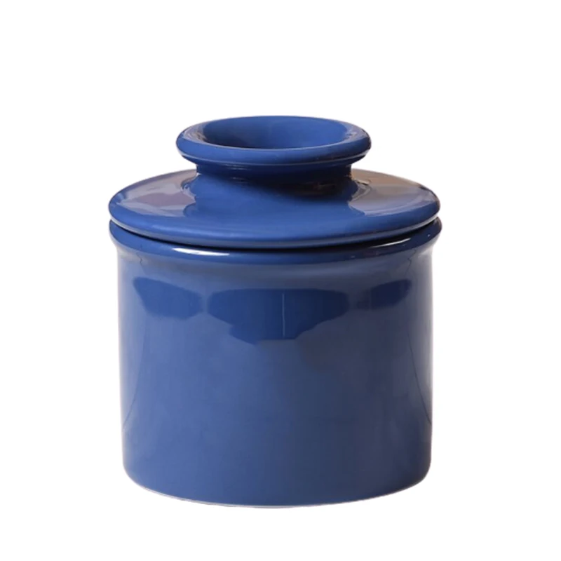 Wholesale Custom Logo French Ceramic Butter Cheese Container Dish Porcelain Butter Keeper with Lid