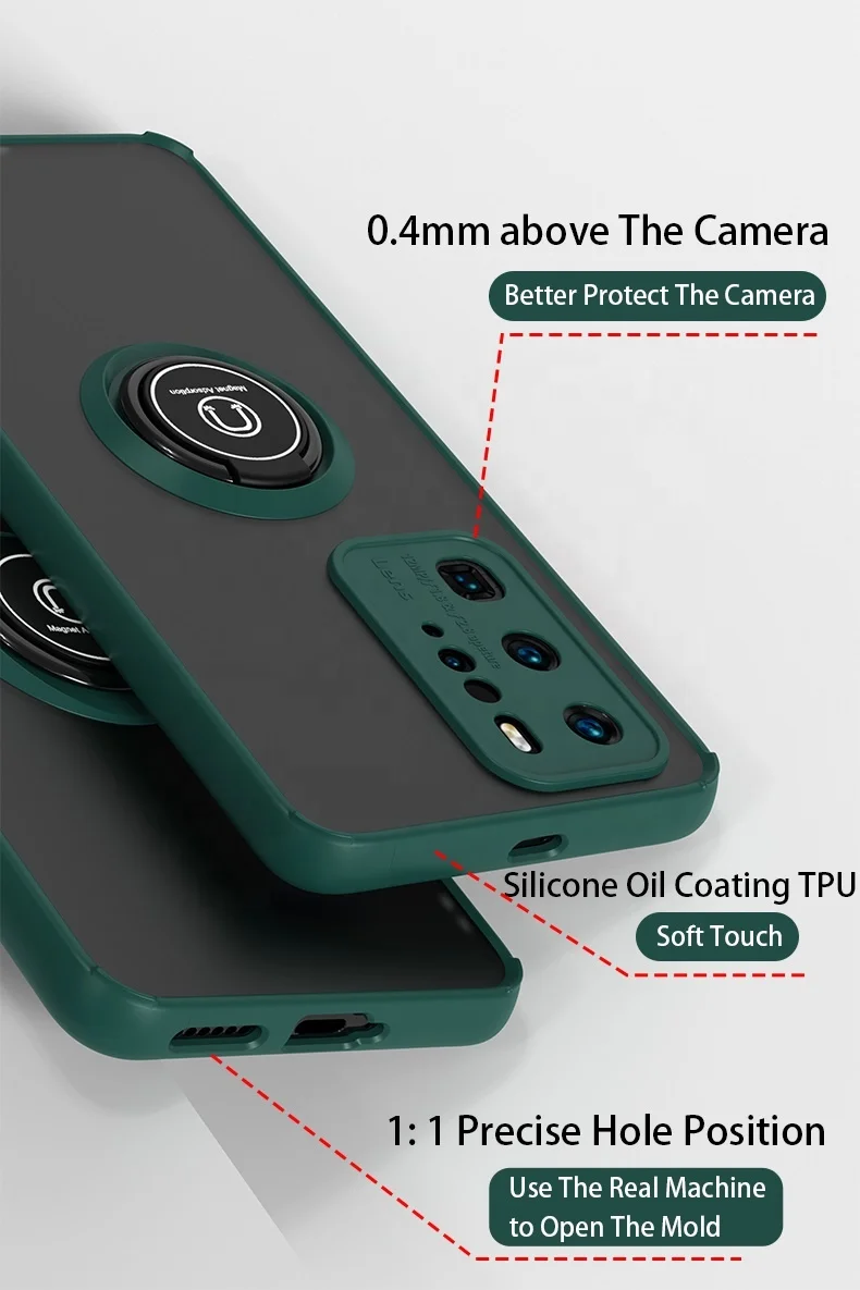 Matte Translucent 3 In 1 Phone Case Back Cover with 360 Magnetic Ring for Huawei P40 Pro P30 lite Mate 30 20 Y7p nova 7i P smart
