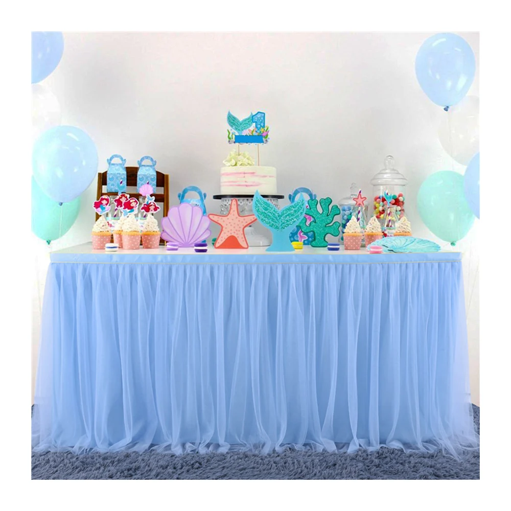 Amazon hot Wedding Birthday elegant Tulle table linen cloth party decoration tutu table skirt