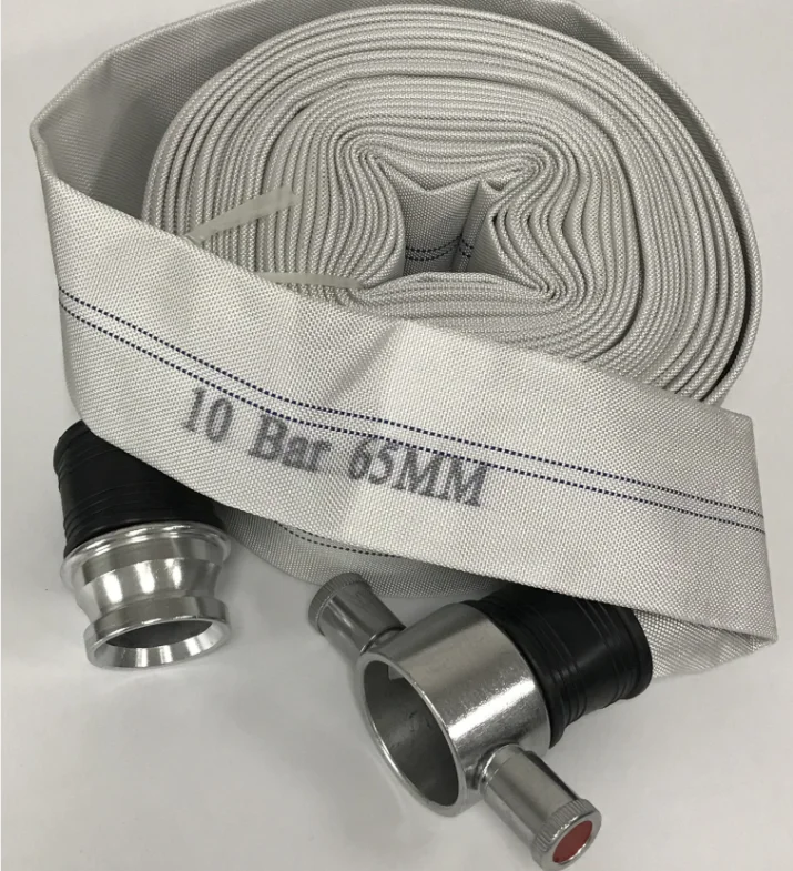 Fire flexible water hose canvas PVC lining 10bar 65mm  with coupling