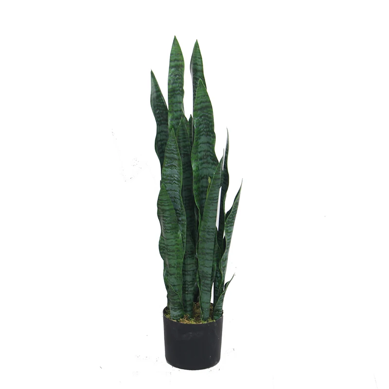 Современное искусственное декоративное зеленое растение Sansevieria в виде змеи с