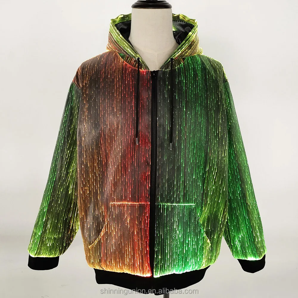 Толстовка со светодиодной подсветкой мужская толстовка с капюшоном из оптоволоконной ткани на