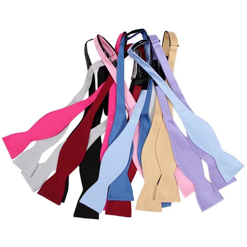 Adjustable Bowties Self Bow Tie Handmade Solid Color Floral Poly Bowtie Men Classic Business Wedding Party Ties Bowknot Gift