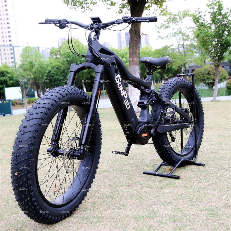 2023 gonped fatbike integrated battery emtb full suspencion ebike carbon fiber frame bafang m620