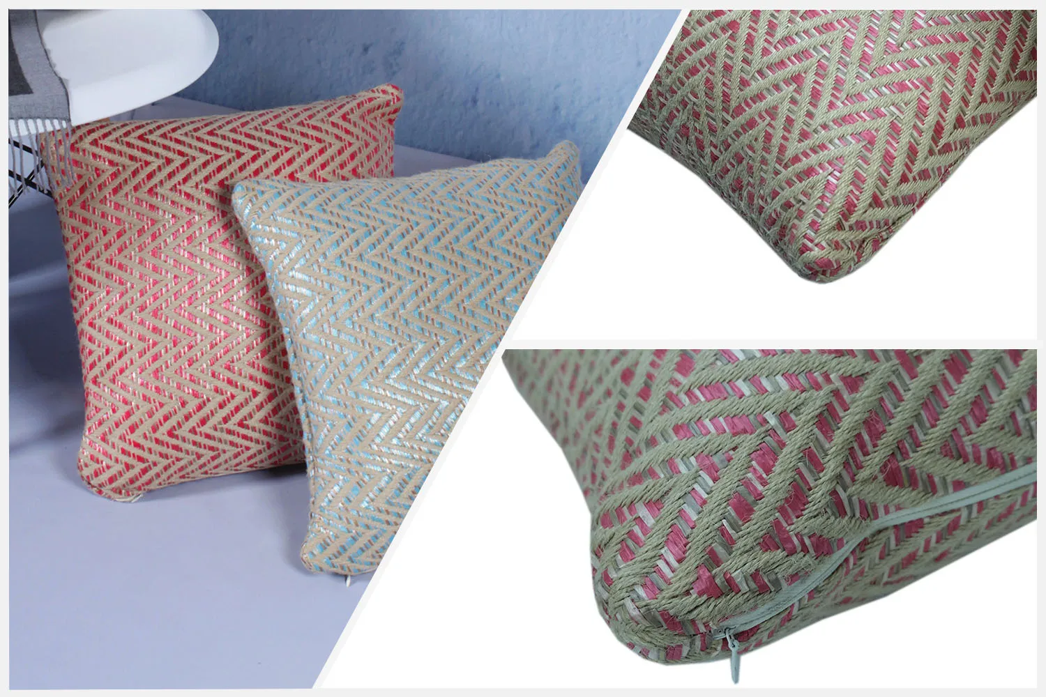 Factory Custom Outdoor Cushion Eco-friendly Material Woven Decorative Cushion Covers Luxury wave striped Pillow
