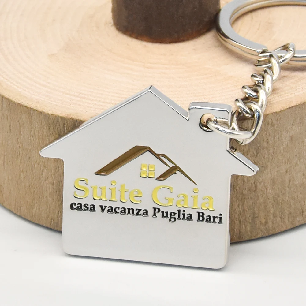 New high quality personalized metal house shaped keychain
