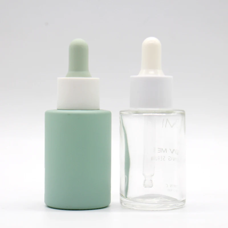 Customize 30ml cosmetic perfume essence 1oz 2oz  frosted glass essential oil pink dropper bottle dropper with box packaging