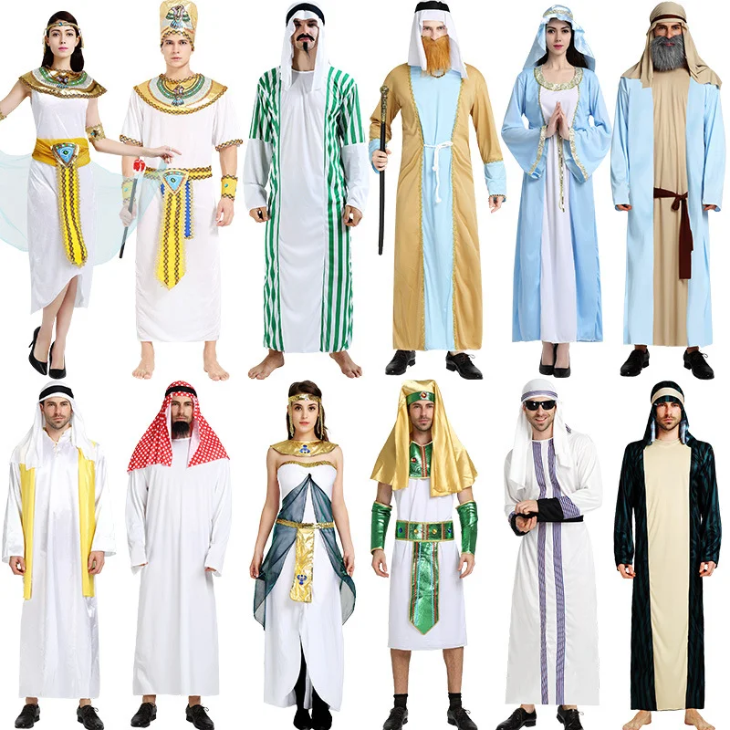 Women Cosplay Costume Ancient Egyptian Male Arabian Saudi Dubai Robe Shepherd Dress Halloween Costumes