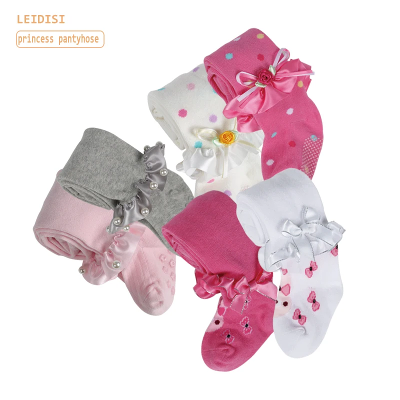 Cute jacquard lace pantyhose baby leggings girl pantyhose baby nonslip pantyhose