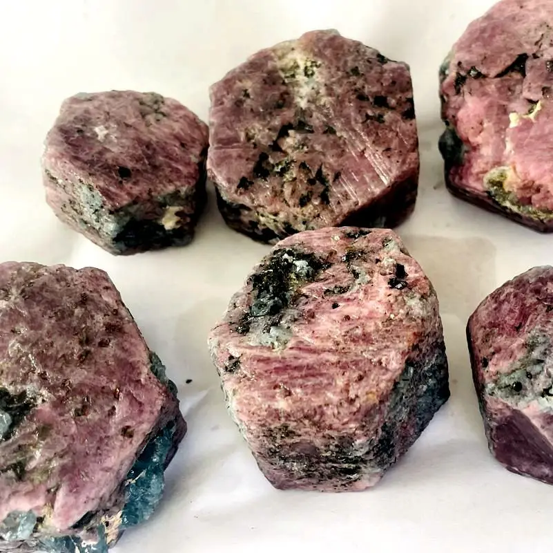 rare Natural Energy Healing Mineral Crystal Quartz Rough Red Corundum with aquamarine symbiotic Raw Stone for sale
