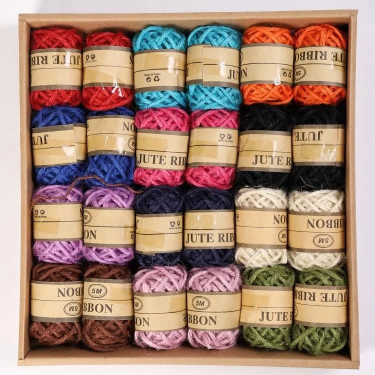 
24PCS Sisal Twine 3mm 3ply Colorful Jute Twine Rope Jute Cord String for Crafts/DIY Artworks/Gift Box Vase Wrapping Twine 
