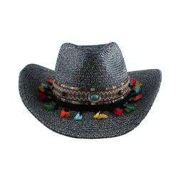 Foreign Trade New Western Cowboy Hat Spring And Summer Outdoor Tourism Beach Hat Handmade Woven Large Eaves Sun Visor Hat