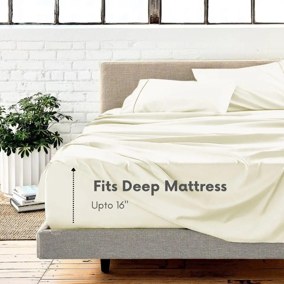 Hotel 1800 Linen Bedding Sheets & Pillowcases Set Polyester Soft White Bed Sheets Fade Stain Resistant Muslin Bedding Set