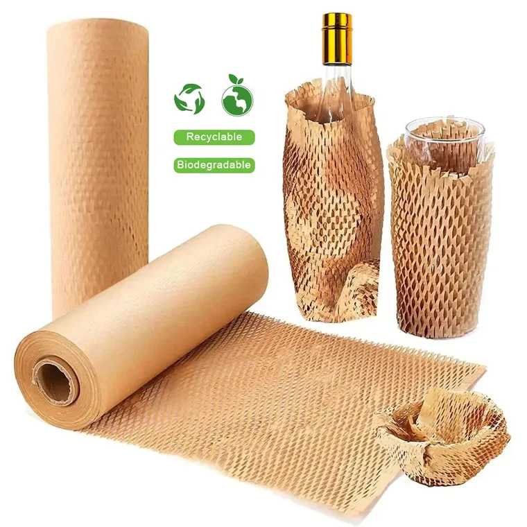 Mesh Honeycomb Perforated Wrap Paper Biodegradable Kraft Paper Cushioned Packaging Roll for Packing & Moving